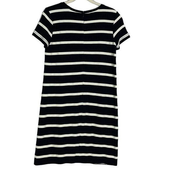 LOFT Striped Short Sleeve Dress Size S Navy/White, Rayon/Polyester/Spandex Blend - Picture 3 of 8